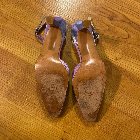 Vintage 90s y2k Stuart Weitzman purple floral sling back heels 6.5 - Picture 5 of 7